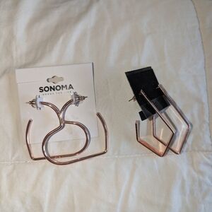 Women's earrings. Lot of 2 rose gold earrings.